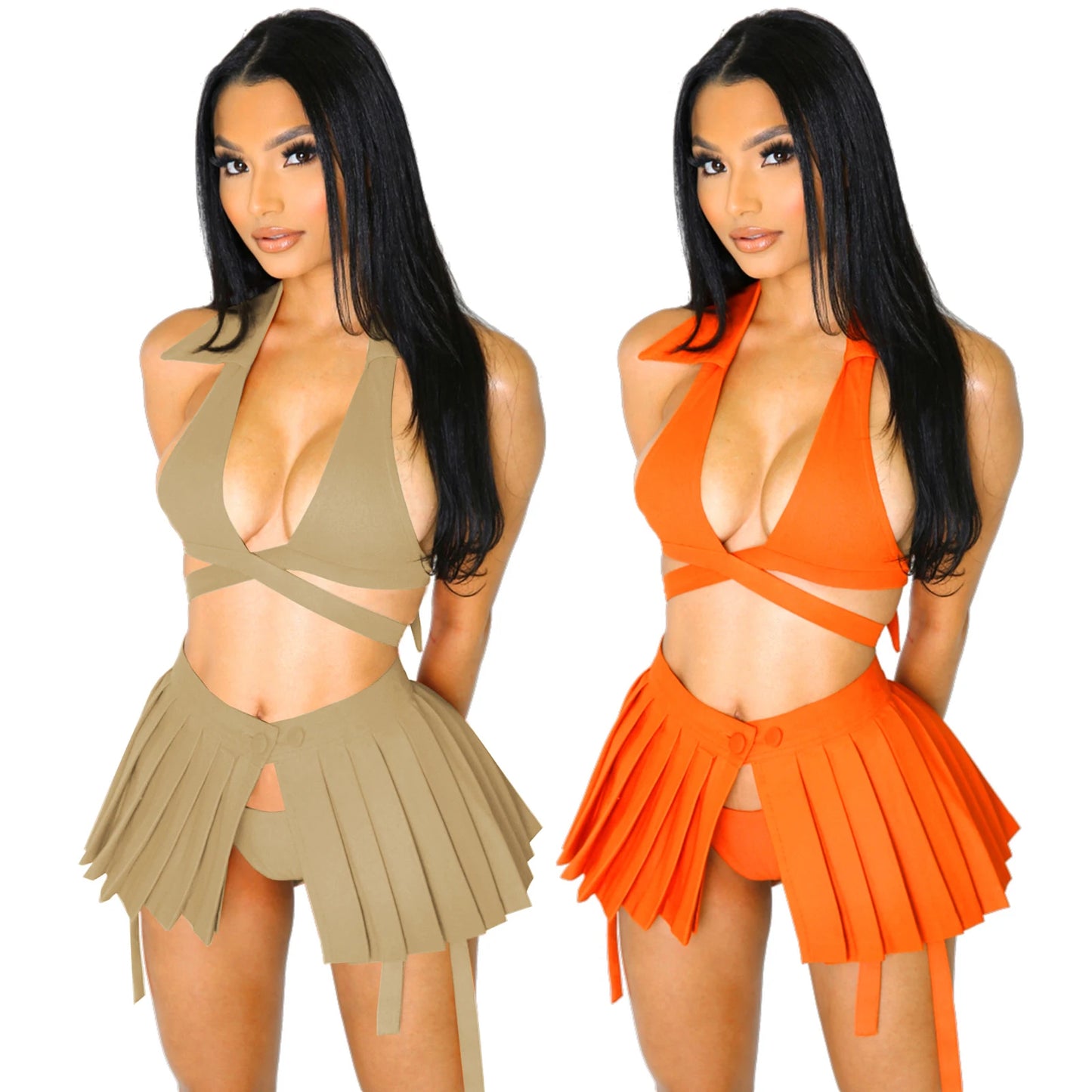 3 Piece Bikini Skirt Set