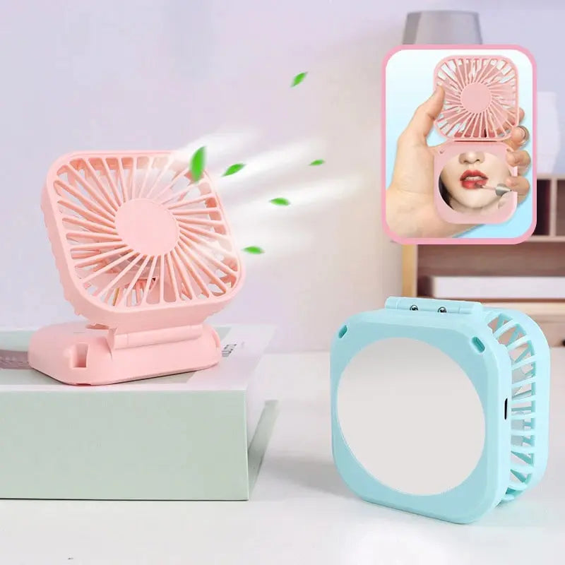 🔥 Trendy🔥 Handheld Portable Fan with Mirror