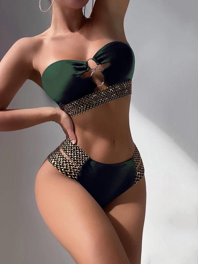 Sexy Strapless Bikini Bandeau Swimwear 2 Piece