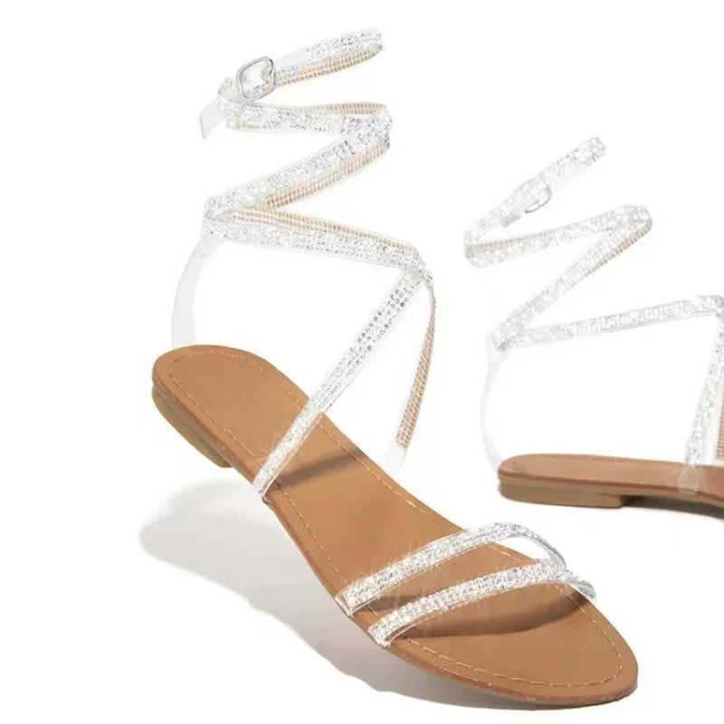 💎 Sexy Shimmer Cross Strap Sandals 💎