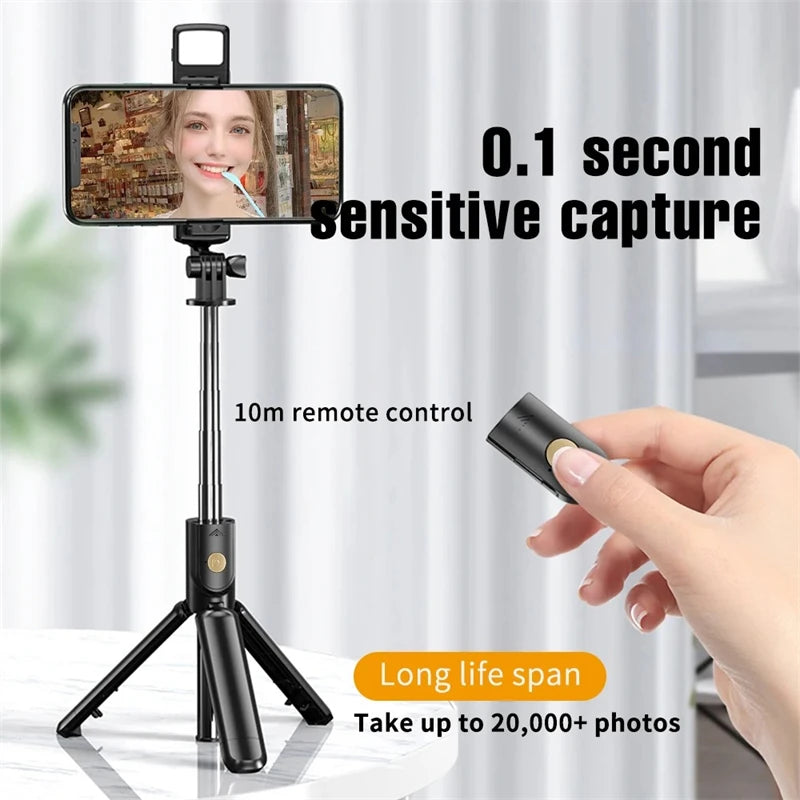 Selfie Stick Tripod Extendable With Wireless Bluetooth Remote