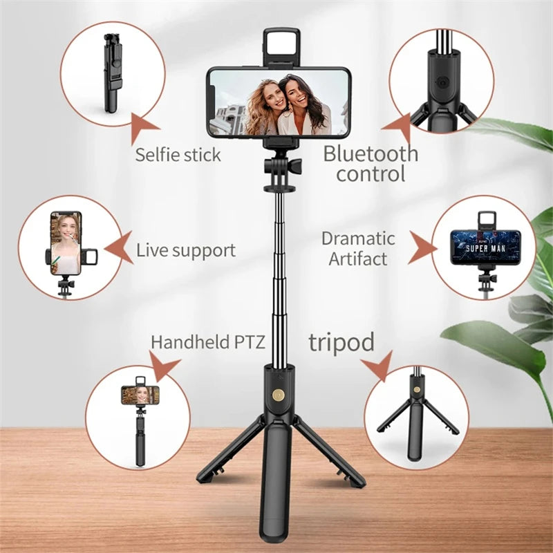 Selfie Stick Tripod Extendable With Wireless Bluetooth Remote