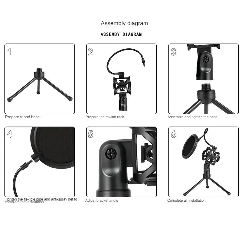 Microphone Stand Gaming Mic Tripod Mount Recording Equipment for Podcast