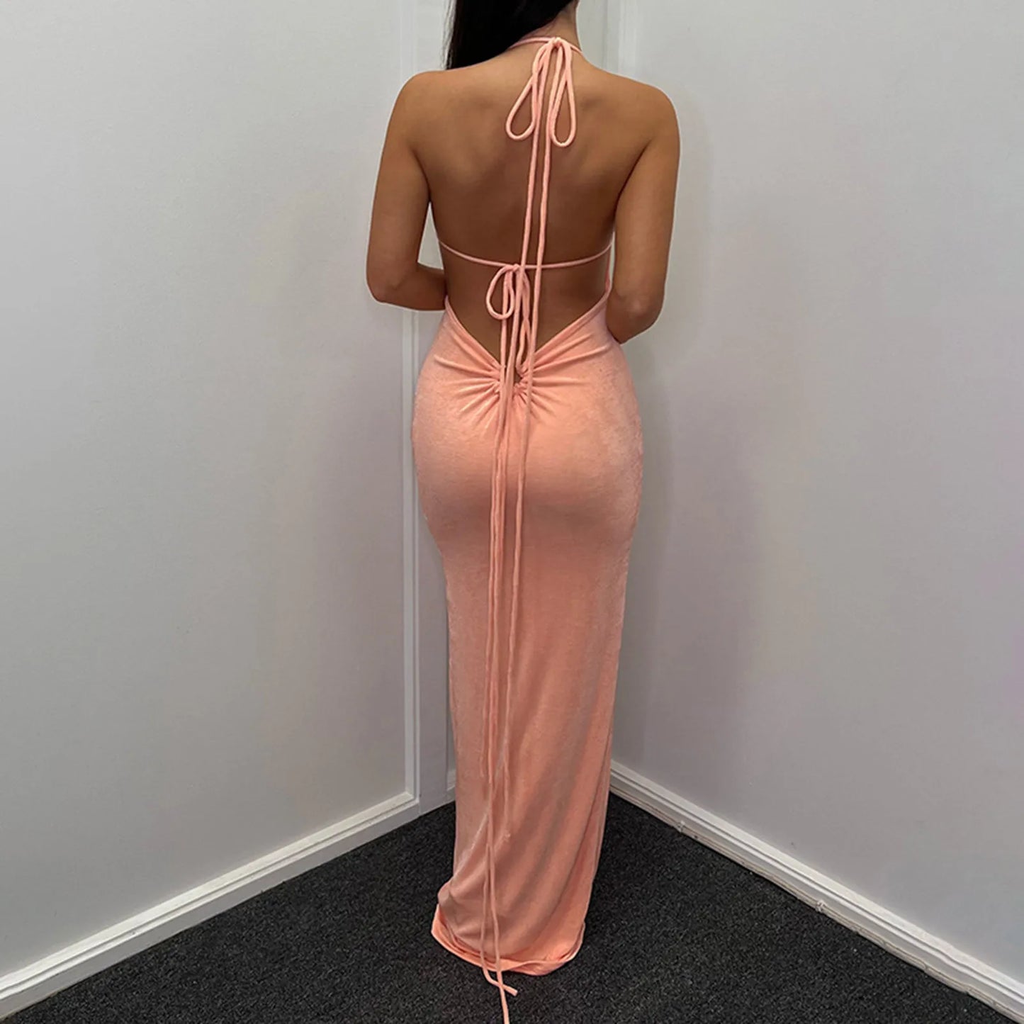 🔥Sexy Spaghetti Strap Ribbed Knot Cutout Side Split Maxi Dress 🔥