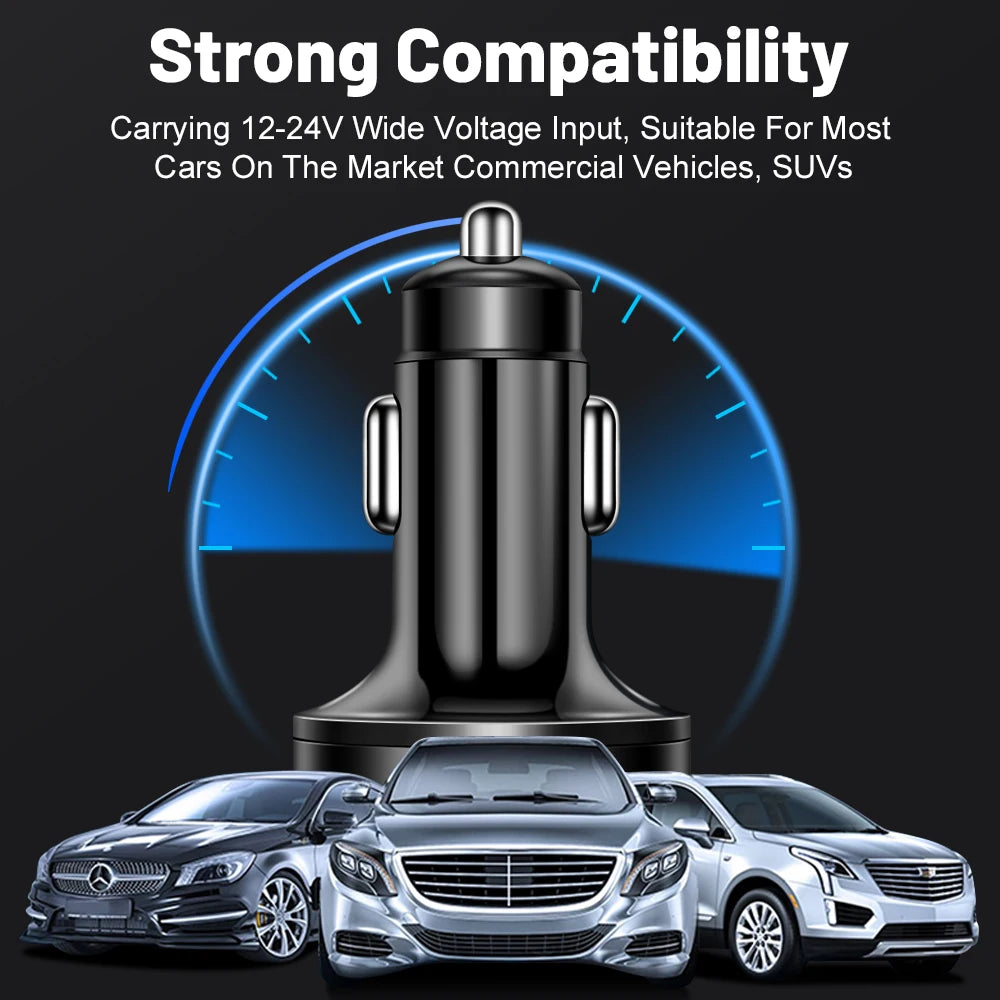 100W 6 Ports Car Charger Fast Charging PD QC3.0 USB C Car Phone Charger Adapter